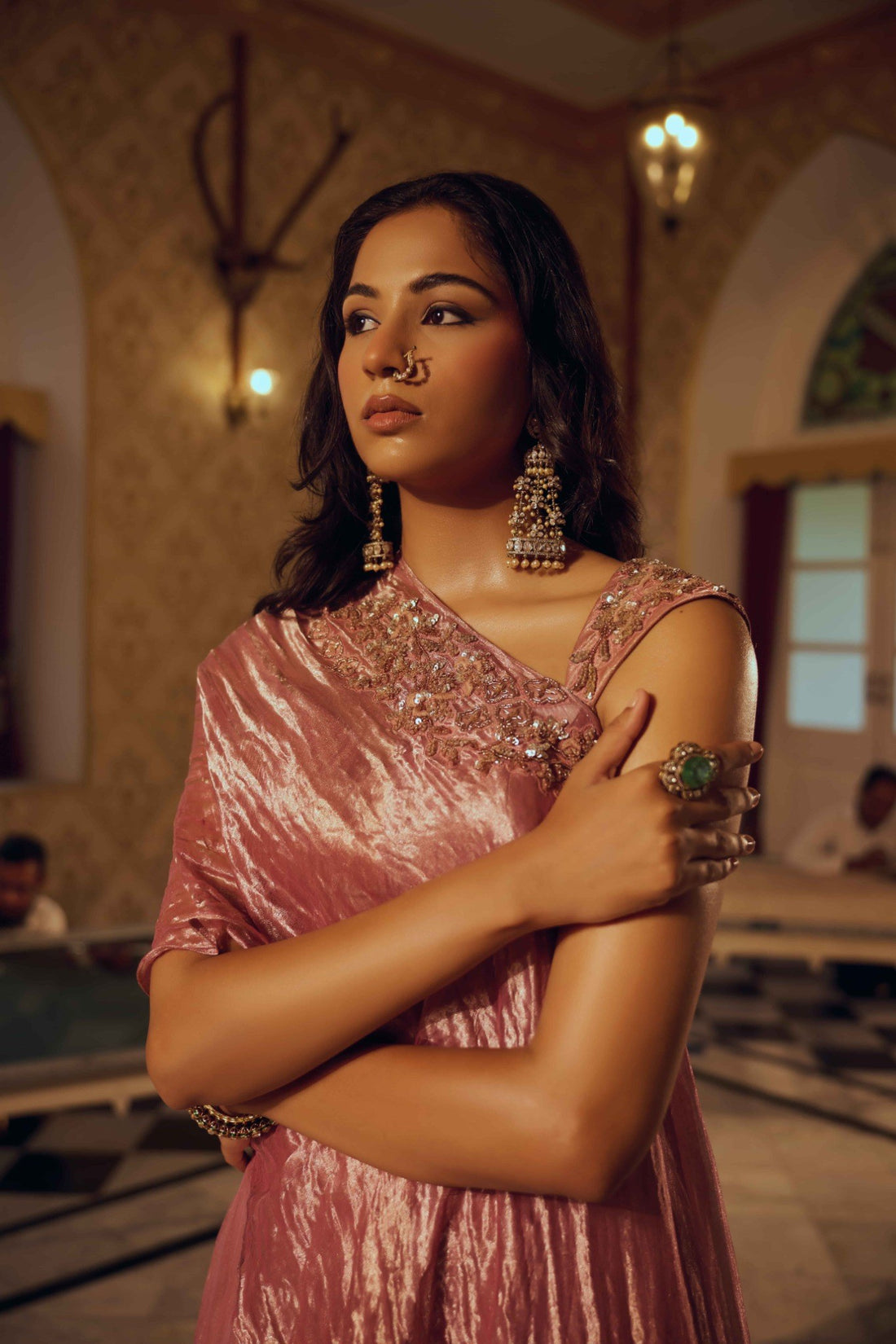 Ishara Dust Pink Asymmetric Lehenga