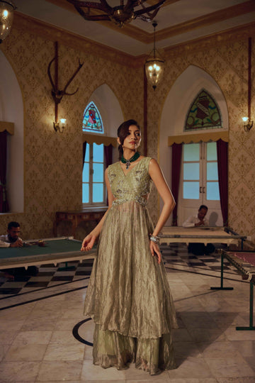 Akina Green Pearl Anarkali Set