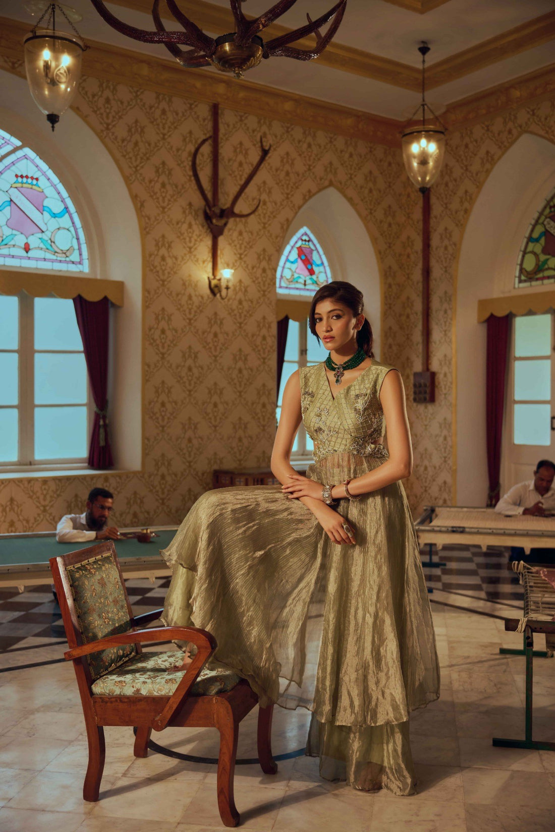 Akina Green Pearl Anarkali Set
