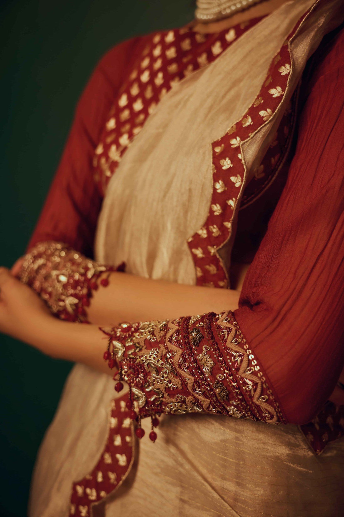 Amaira Red & Gold Tissue Saree