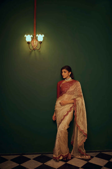 Amaira Red & Gold Tissue Saree