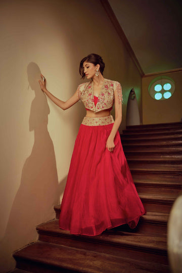 Rosaria Pink Gold Lehenga Set