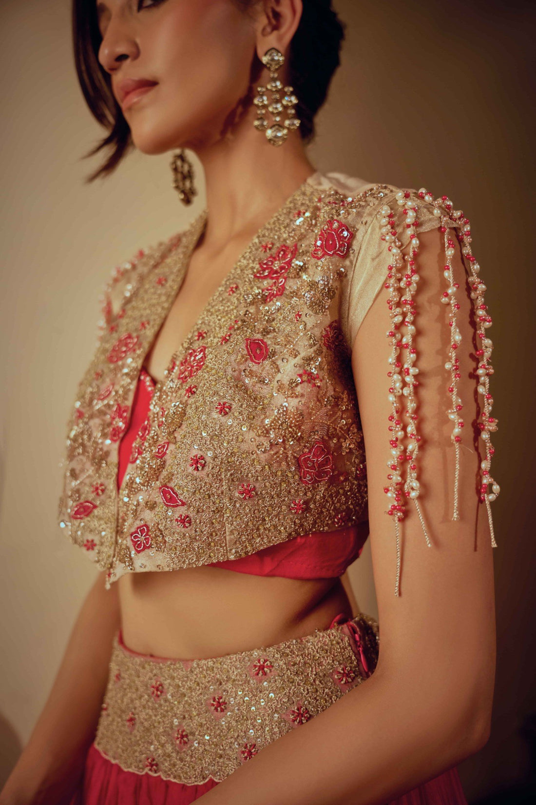 Rosaria Pink Gold Lehenga Set