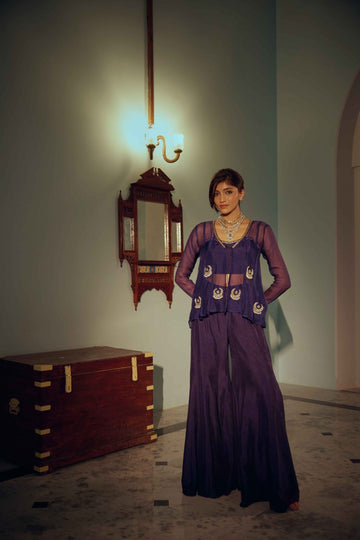 Astrid Midnight Blue Chandbali Sharara Set