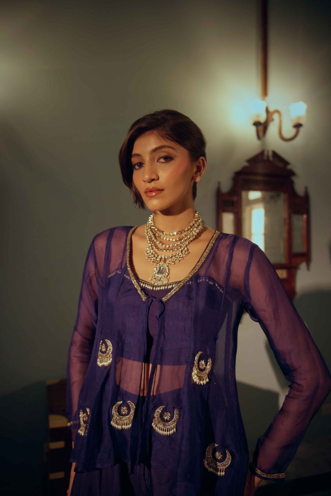 Astrid Midnight Blue Chandbali Sharara Set