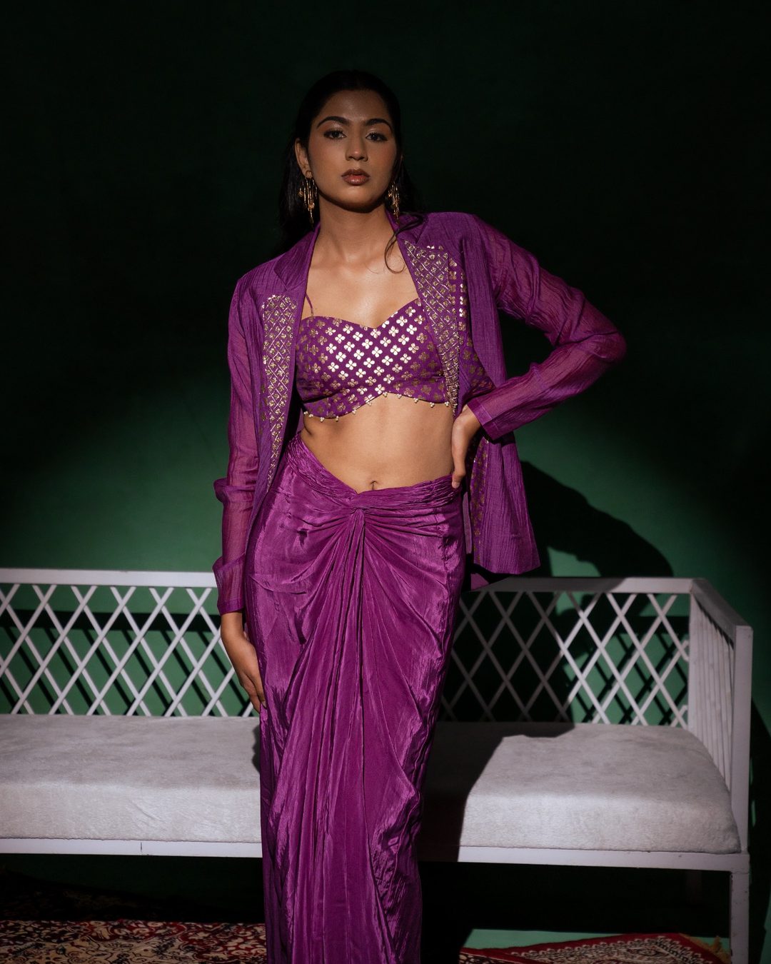 Azaria Purple Blazer Drape Set