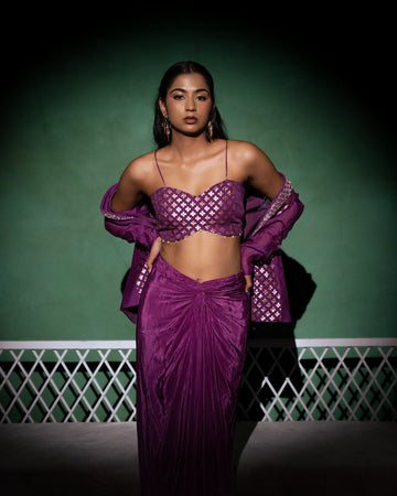 Azaria Purple Blazer Drape Set