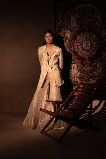 Ilyana Ivory Wrap Blazer Sharara Set