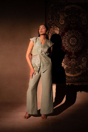 Liora Green Chanderi Co-ord Set
